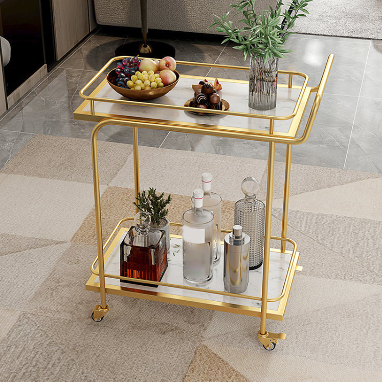 Modern Style Open Storage Kitchen Trolley Rectangular Dining Room Prep Table