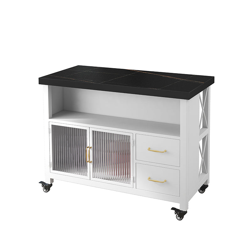 Table de préparation en marbre à île à manger simple moderne avec tiroir