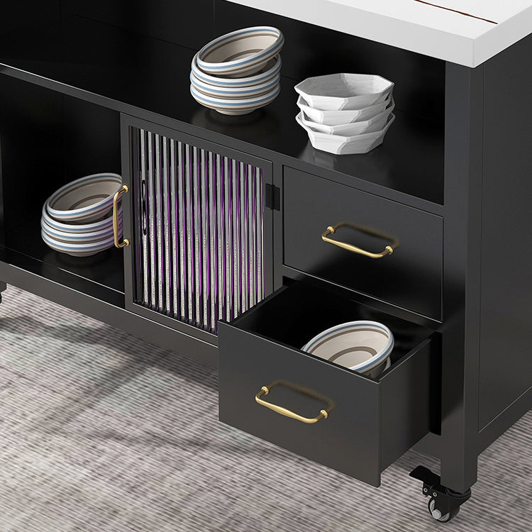 Table de préparation en marbre à île à manger simple moderne avec tiroir