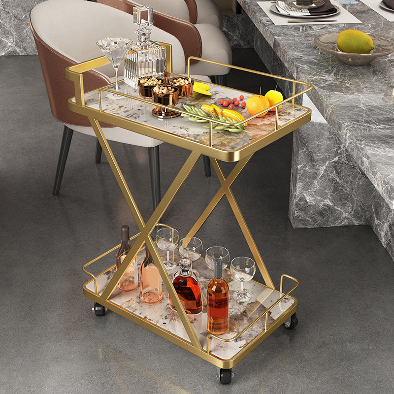 モダンなダイニングルーム準備テーブルローリングオープンシェルフキッチントロリー