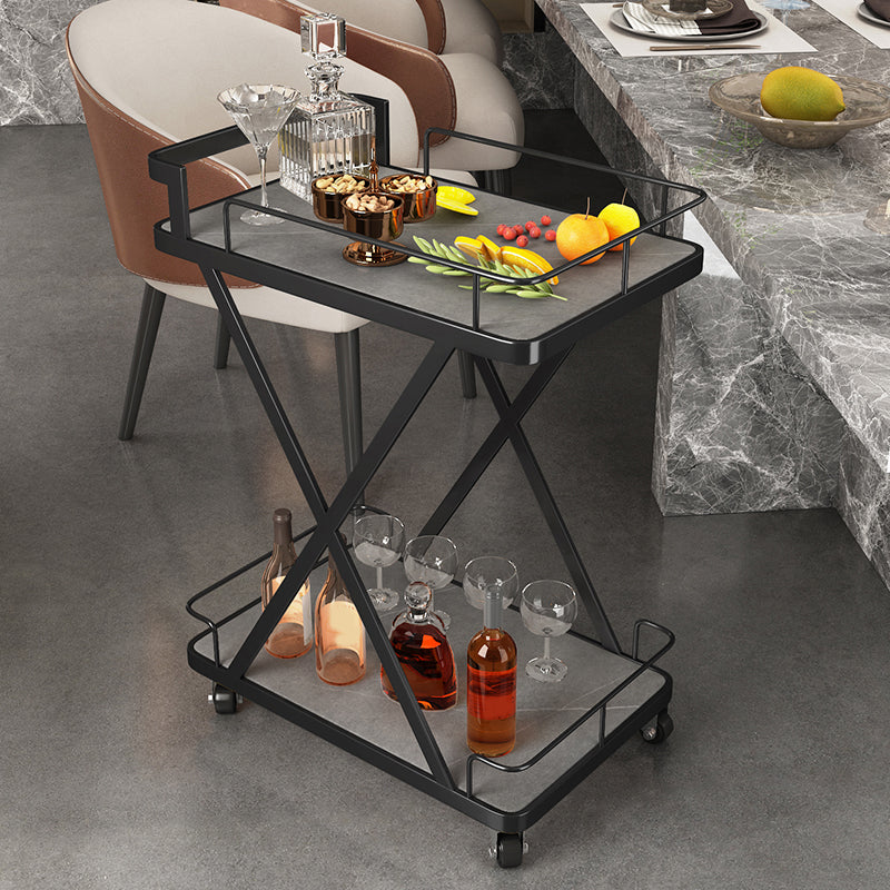 モダンなダイニングルーム準備テーブルローリングオープンシェルフキッチントロリー