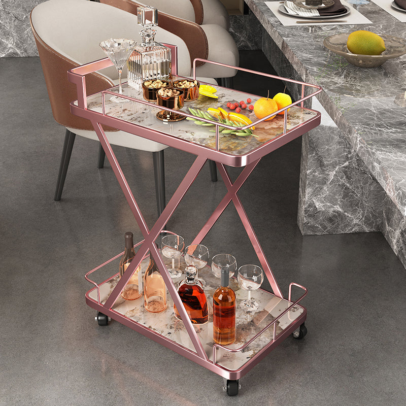 モダンなダイニングルーム準備テーブルローリングオープンシェルフキッチントロリー