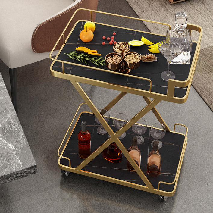 モダンなダイニングルーム準備テーブルローリングオープンシェルフキッチントロリー