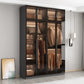 Freestanding Grey Wood Frame Wardrobe Modern Multifunctional Wardrobe with Glass Doors Clearhalo 'Armoires & Wardrobes' 'armoires_wardrobes' 'Bedroom Furniture' 'furn' 'furn_armoires_wardrobes' 'Furniture' 7213386