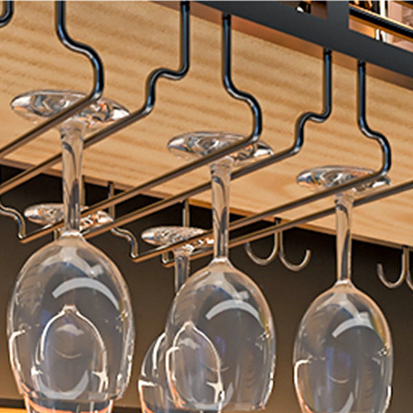 Wine Rack Modern Style Wall Mounted Wine Holder Rack with Wooden Shelf Clearhalo 'furn' 'furn_wine_racks' 'Furniture' 'Kitchen & Dining Furniture' 'Wine Racks' 'wine_racks' 7213440