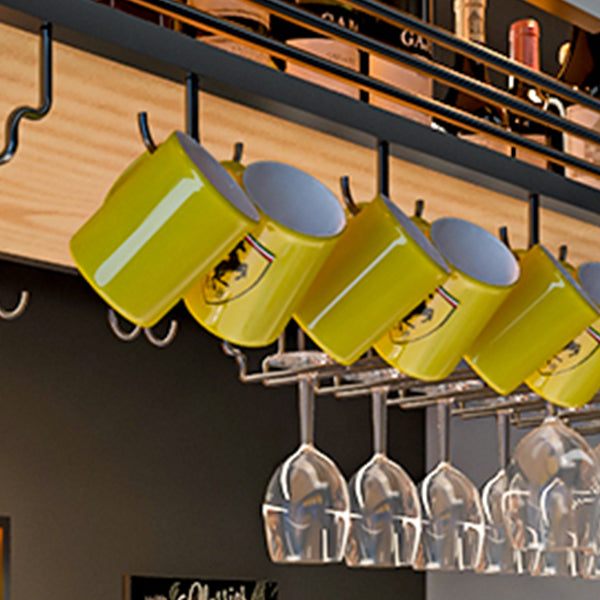 Wine Rack Modern Style Wall Mounted Wine Holder Rack with Wooden Shelf Clearhalo 'furn' 'furn_wine_racks' 'Furniture' 'Kitchen & Dining Furniture' 'Wine Racks' 'wine_racks' 7213443