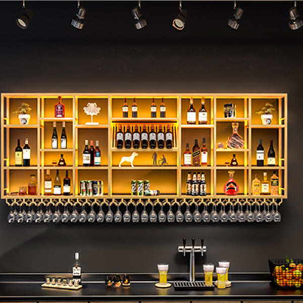 Wine Rack Modern Style Wall Mounted Wine Holder Rack with Wooden Shelf Clearhalo 'furn' 'furn_wine_racks' 'Furniture' 'Kitchen & Dining Furniture' 'Wine Racks' 'wine_racks' 7213444