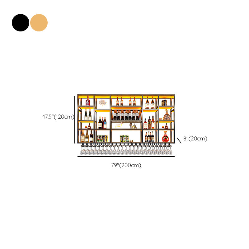 Wine Rack Modern Style Wall Mounted Wine Holder Rack with Wooden Shelf Clearhalo 'furn' 'furn_wine_racks' 'Furniture' 'Kitchen & Dining Furniture' 'Wine Racks' 'wine_racks' 7213474