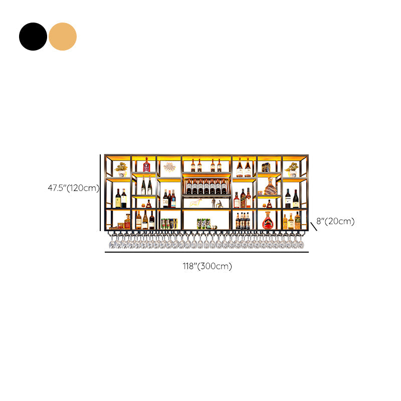 Wine Rack Modern Style Wall Mounted Wine Holder Rack with Wooden Shelf Clearhalo 'furn' 'furn_wine_racks' 'Furniture' 'Kitchen & Dining Furniture' 'Wine Racks' 'wine_racks' 7213476