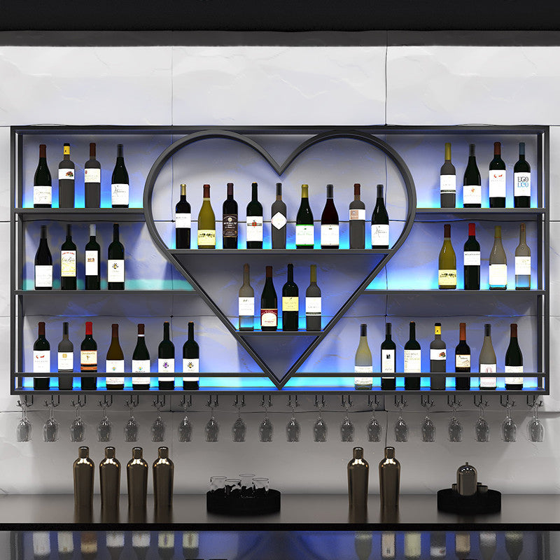 Modern Iron Wine Bottle & Glass Rack Wall Mounted Wine Rack Round