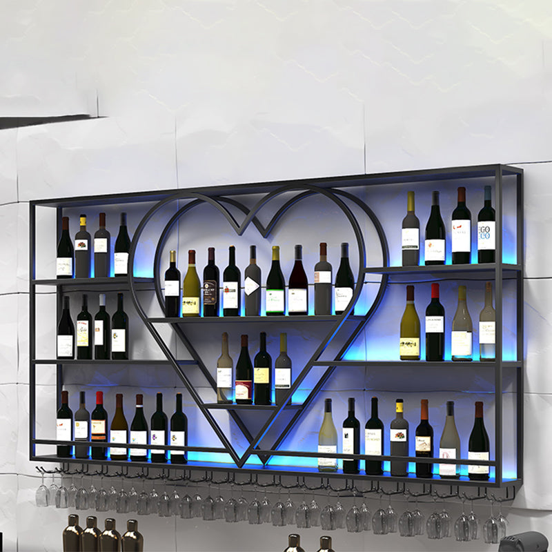 Moderne ijzeren wijnfles en glazen rekwand gemonteerd wijnrek ronde