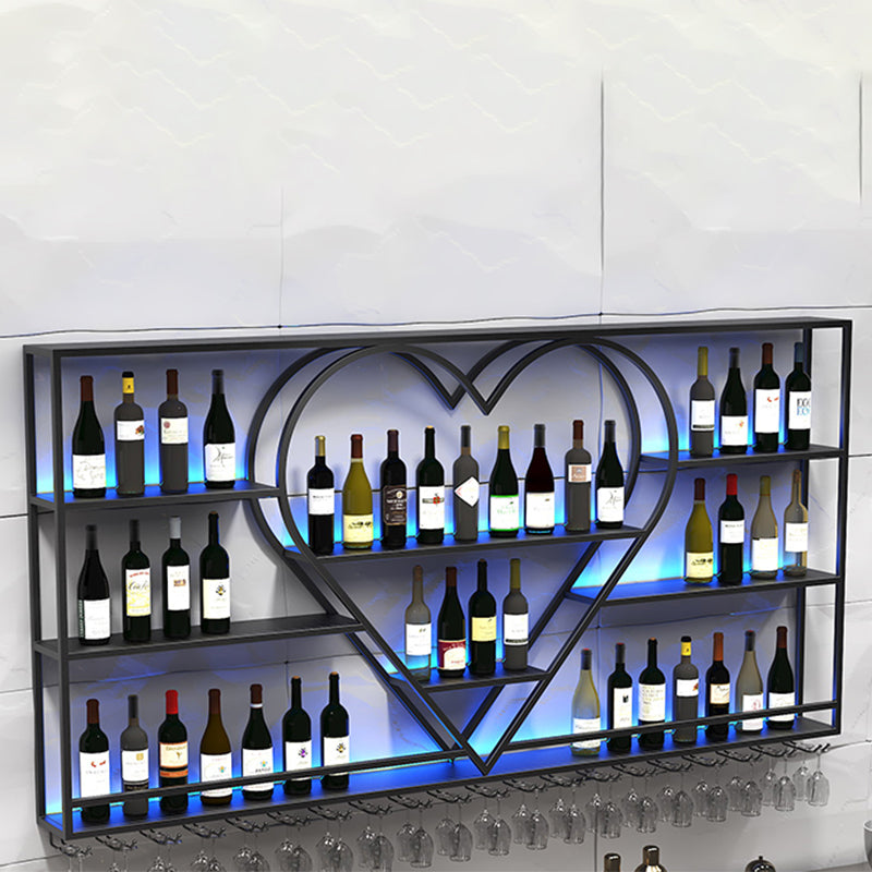 Modern Iron Wine Bottle & Glass Rack Wall Mounted Wine Rack Round