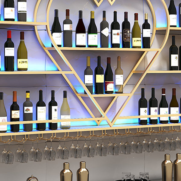 Moderne ijzeren wijnfles en glazen rekwand gemonteerd wijnrek ronde