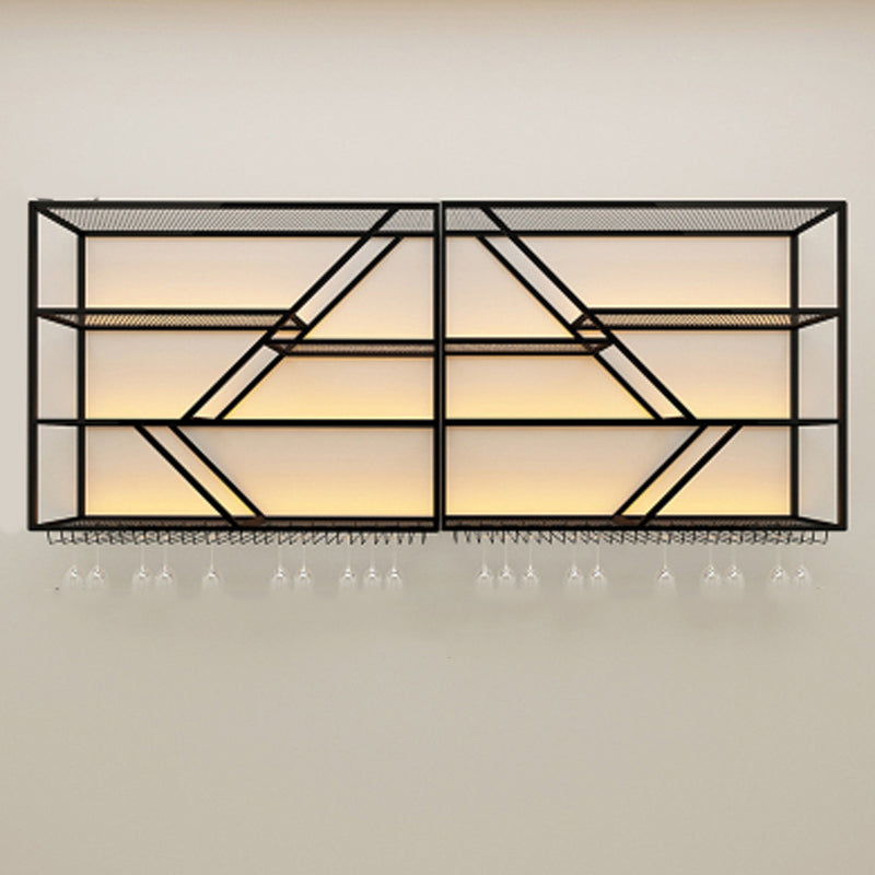 Modern Simple Wine Rack Iron Shelf Wall Mounted Wine Rack for Bar Black 1 Piece Clearhalo 'furn' 'furn_wine_racks' 'Furniture' 'Kitchen & Dining Furniture' 'Wine Racks' 'wine_racks' 7213508