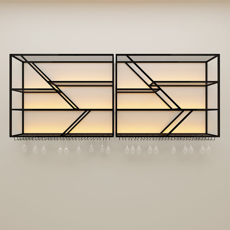 Modern Simple Wine Rack Iron Shelf Wall Mounted Wine Rack for Bar Textured Black 1 Piece Clearhalo 'furn' 'furn_wine_racks' 'Furniture' 'Kitchen & Dining Furniture' 'Wine Racks' 'wine_racks' 7213513