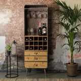 Modern Style Floor Wine Rack Wooden Wine Bottle & Glass Rack without Light