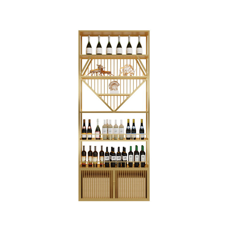 Iron Floor Bottle Wine Rack Contemporary Wine Holder with Storage Shelves