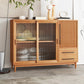 Server da pranzo in stile moderno pino in legno solido server del soggiorno con porte di vetro