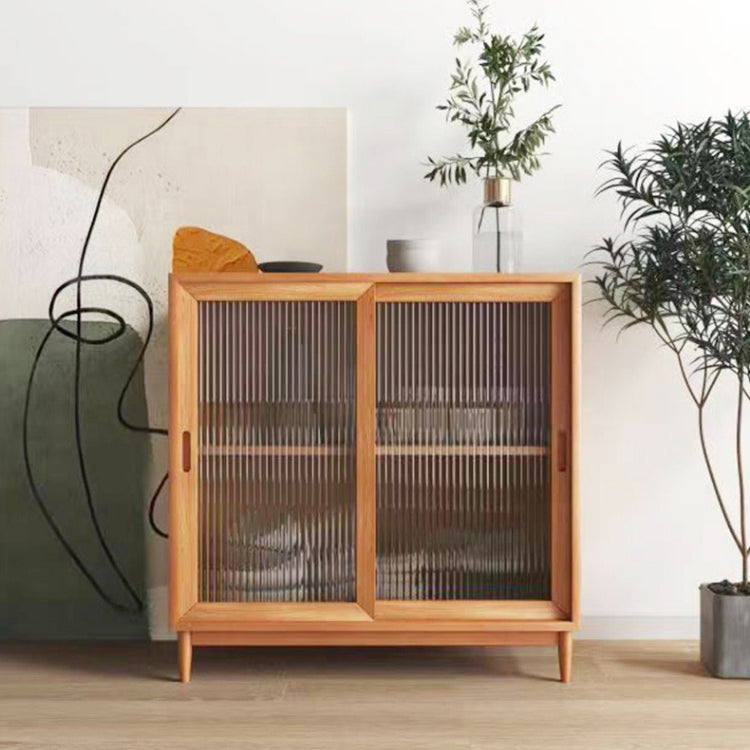 Server da pranzo in stile moderno pino in legno solido server del soggiorno con porte di vetro