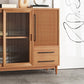 Server da pranzo in stile moderno pino in legno solido server del soggiorno con porte di vetro