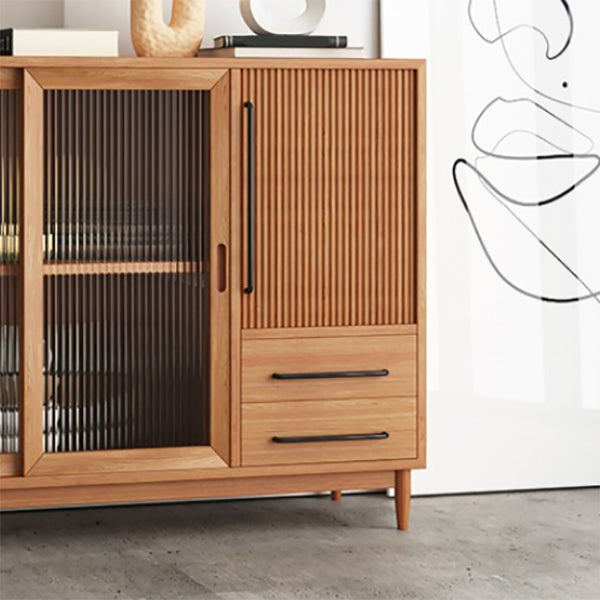 Server da pranzo in stile moderno pino in legno solido server del soggiorno con porte di vetro