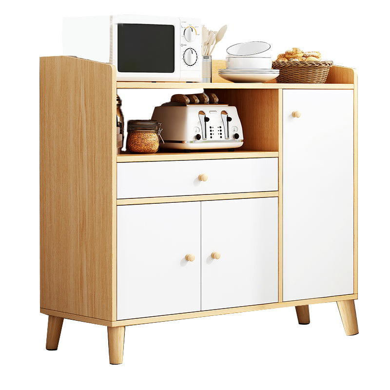 Modern Style Dining Server Engineered Wood Server with Open Storage 35.4"L x 11.8"W x 32.3"H Natural 3 Clearhalo 'buffet_sideboard' 'Buffets & Sideboards' 'furn' 'furn_buffet_sideboard' 'Furniture' 'Kitchen & Dining Furniture' 7213734