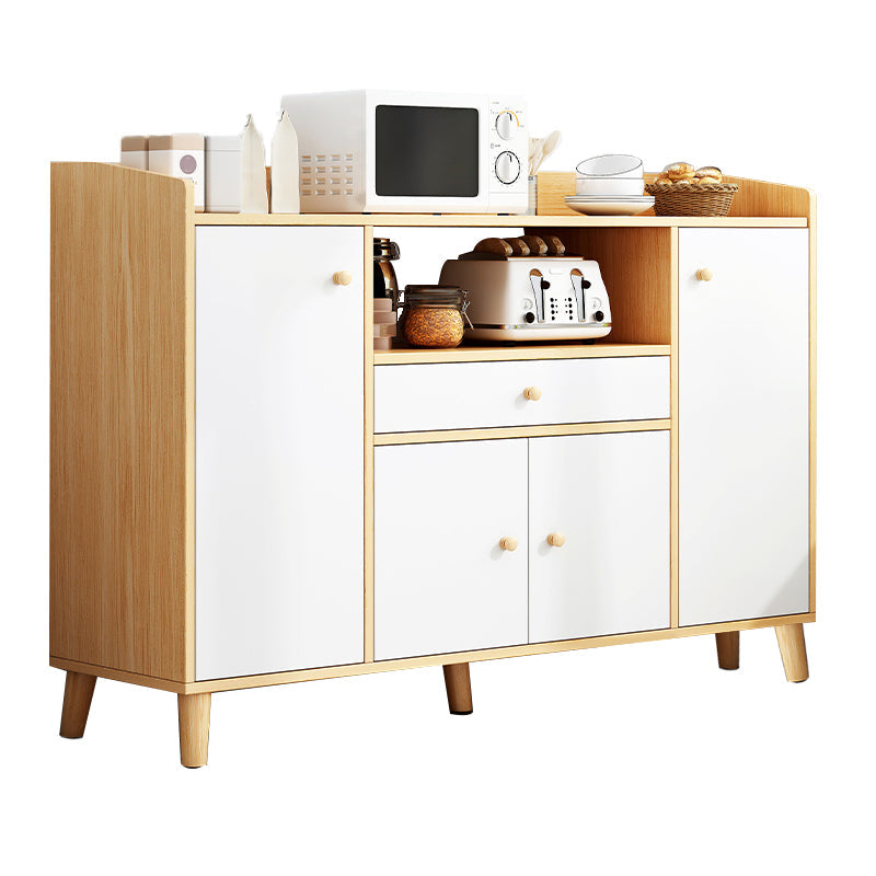 Modern Style Dining Server Engineered Wood Server with Open Storage 47"L x 12"W x 31"H Natural 5 Clearhalo 'buffet_sideboard' 'Buffets & Sideboards' 'furn' 'furn_buffet_sideboard' 'Furniture' 'Kitchen & Dining Furniture' 7213735
