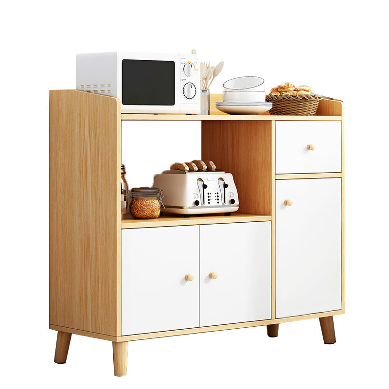 Modern Style Dining Server Engineered Wood Server with Open Storage 35.4"L x 11.8"W x 32.3"H Natural 2 Clearhalo 'buffet_sideboard' 'Buffets & Sideboards' 'furn' 'furn_buffet_sideboard' 'Furniture' 'Kitchen & Dining Furniture' 7213736
