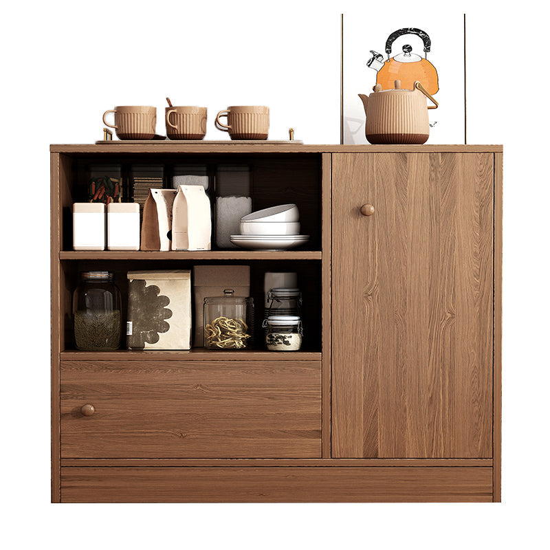 Modern Style Dining Server Engineered Wood Server with Open Storage 31.5"L x 11.8"W x 31.9"H Brown 2 Clearhalo 'buffet_sideboard' 'Buffets & Sideboards' 'furn' 'furn_buffet_sideboard' 'Furniture' 'Kitchen & Dining Furniture' 7213741