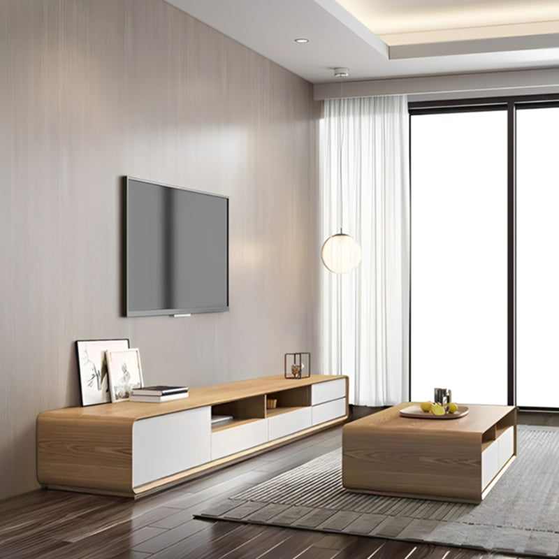 Wooden TV Media Console Scandinavian TV Stand Console with 4 Drawers Clearhalo 'furn' 'furn_tv_stands_entertainment_centers' 'Furniture' 'Living Room Furniture' 'TV Stands & Entertainment Centers' 'TV Stands & Media Storage Furniture' 'tv_stands_entertainment_centers' 7216450