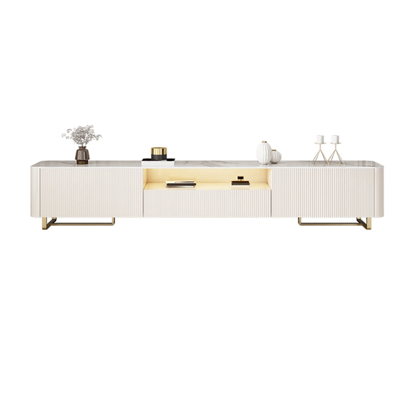 Modern TV Media Console Stone TV Stand Console with 3 Drawers 87"L x 15"W x 18"H Clearhalo 'furn' 'furn_tv_stands_entertainment_centers' 'Furniture' 'Living Room Furniture' 'TV Stands & Entertainment Centers' 'TV Stands & Media Storage Furniture' 'tv_stands_entertainment_centers' 7216462