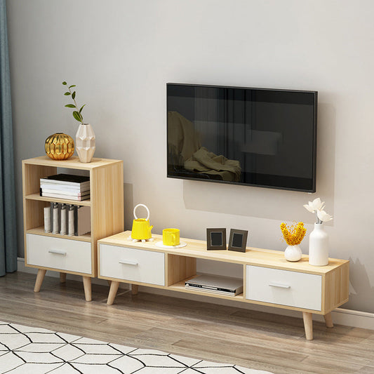 Scandinavian TV Media Console Wooden TV Stand Console with 2 Drawers Clearhalo 'furn' 'furn_tv_stands_entertainment_centers' 'Furniture' 'Living Room Furniture' 'TV Stands & Entertainment Centers' 'TV Stands & Media Storage Furniture' 'tv_stands_entertainment_centers' 7216482