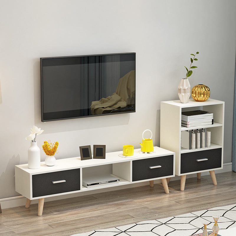 Scandinavian TV Media Console Wooden TV Stand Console with 2 Drawers Clearhalo 'furn' 'furn_tv_stands_entertainment_centers' 'Furniture' 'Living Room Furniture' 'TV Stands & Entertainment Centers' 'TV Stands & Media Storage Furniture' 'tv_stands_entertainment_centers' 7216483