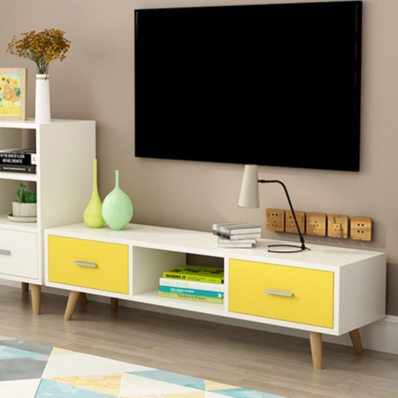 Scandinavian TV Media Console Wooden TV Stand Console with 2 Drawers Clearhalo 'furn' 'furn_tv_stands_entertainment_centers' 'Furniture' 'Living Room Furniture' 'TV Stands & Entertainment Centers' 'TV Stands & Media Storage Furniture' 'tv_stands_entertainment_centers' 7216495