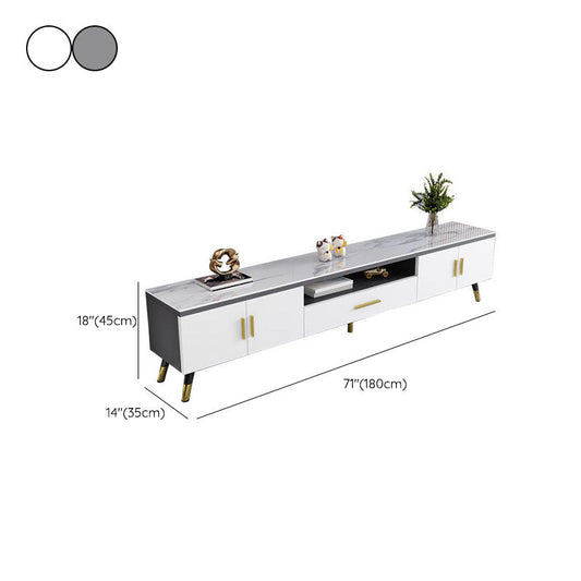 Glass TV Stand Console Open Storage TV Media Stand with Drawer Clearhalo 'furn' 'furn_tv_stands_entertainment_centers' 'Furniture' 'Living Room Furniture' 'TV Stands & Entertainment Centers' 'TV Stands & Media Storage Furniture' 'tv_stands_entertainment_centers' 7216531