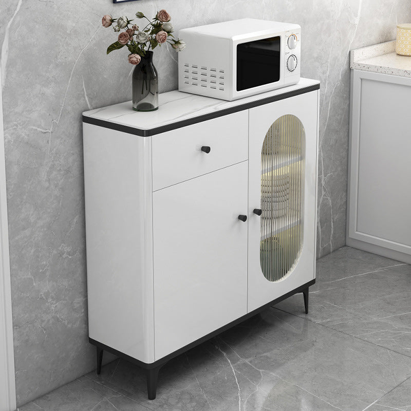 Contemporary Display Stand Faux Wood Storage Cabinet for Living Room