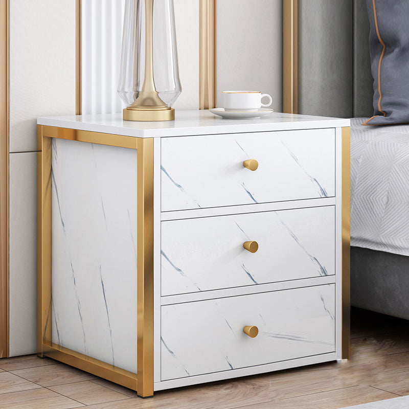 Mesa nocturna de almacenamiento de cajones de mesa de glamour en negro/blanco, 19.7 "de alto