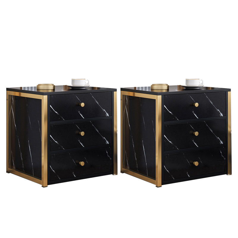 Mesa nocturna de almacenamiento de cajones de mesa de glamour en negro/blanco, 19.7 "de alto