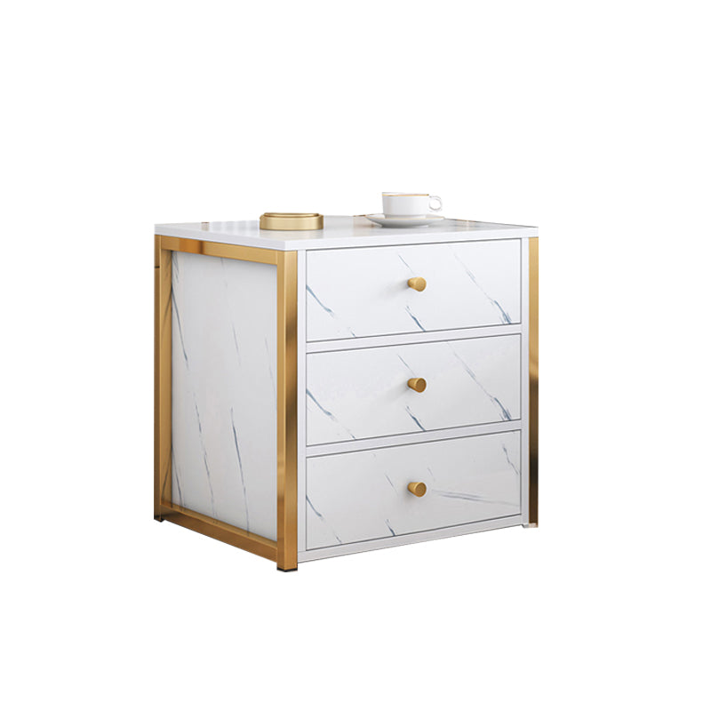 Mesa nocturna de almacenamiento de cajones de mesa de glamour en negro/blanco, 19.7 "de alto