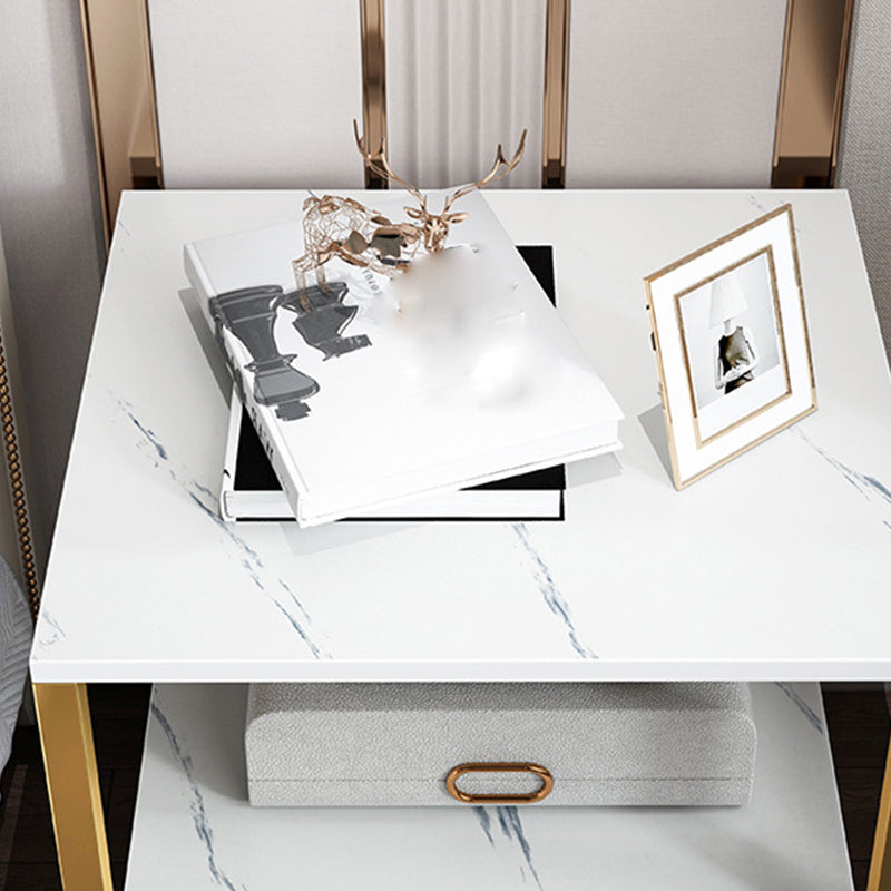 Mesa nocturna de almacenamiento de cajones de mesa de glamour en negro/blanco, 19.7 "de alto