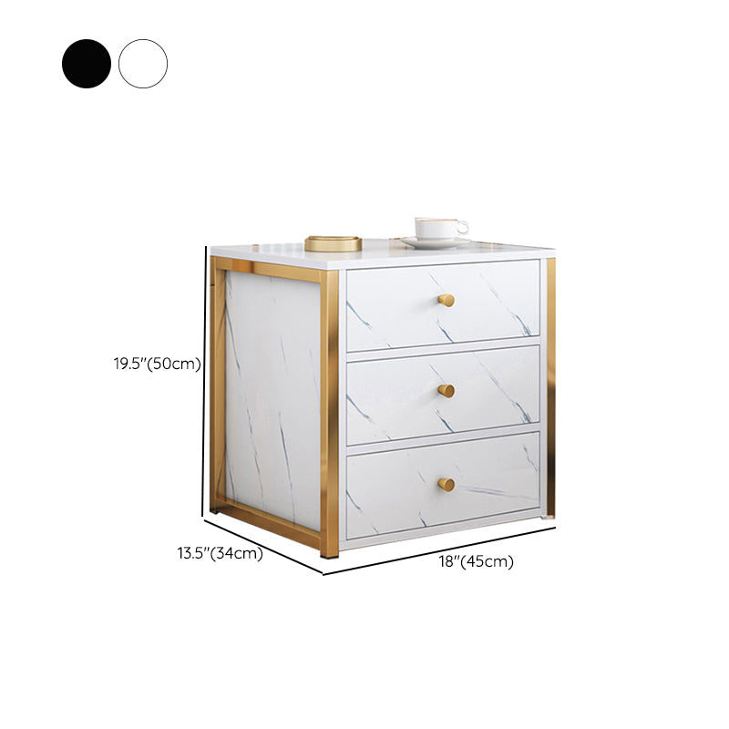 Mesa nocturna de almacenamiento de cajones de mesa de glamour en negro/blanco, 19.7 "de alto