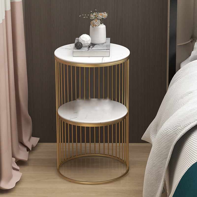 Moderne nachttafel stenen accenttafel nachtkastje met 2 planken voor woonkamer