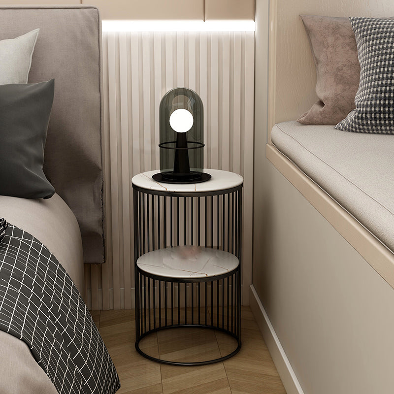 Moderne nachttafel stenen accenttafel nachtkastje met 2 planken voor woonkamer