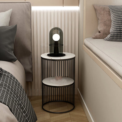 Moderne nachttafel stenen accenttafel nachtkastje met 2 planken voor woonkamer