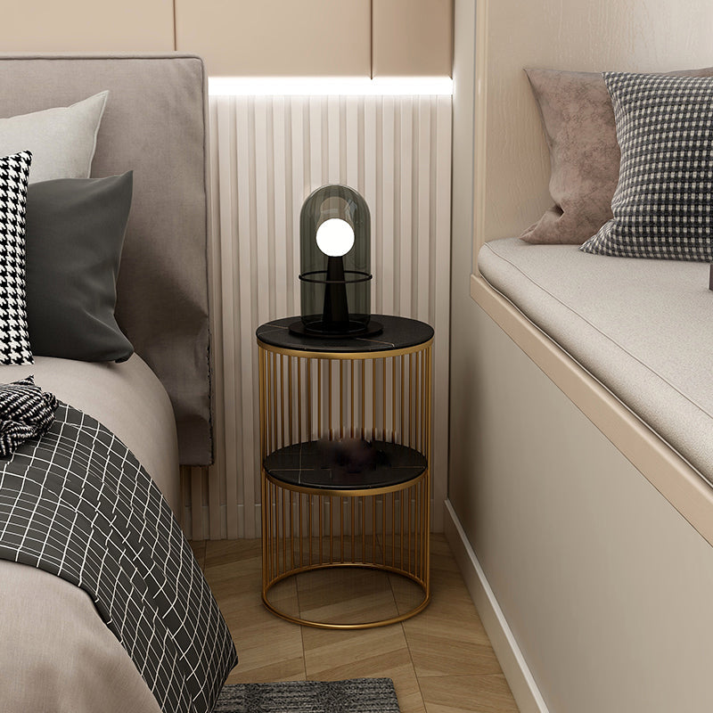 Moderne nachttafel stenen accenttafel nachtkastje met 2 planken voor woonkamer