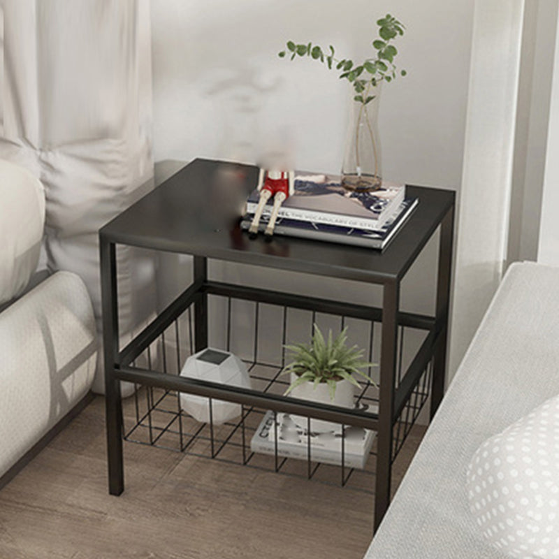 Open Storage Bed Nightstand Contemporary Night Table for Bedroom Black 1 Piece Metal Clearhalo 'Bedroom Furniture' 'furn' 'furn_night_stand' 'Furniture' 'night_stand' 'Nightstands' 7216704