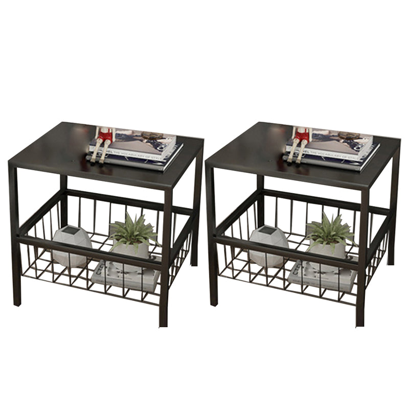 Open Storage Bed Nightstand Contemporary Night Table for Bedroom Black 2 Piece Set Metal Clearhalo 'Bedroom Furniture' 'furn' 'furn_night_stand' 'Furniture' 'night_stand' 'Nightstands' 7216706