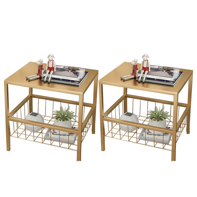 Open Storage Bed Nightstand Contemporary Night Table for Bedroom Gold 2 Piece Set Metal Clearhalo 'Bedroom Furniture' 'furn' 'furn_night_stand' 'Furniture' 'night_stand' 'Nightstands' 7216717
