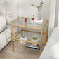Open Storage Bed Nightstand Contemporary Night Table for Bedroom Gold 1 Piece Glass Clearhalo 'Bedroom Furniture' 'furn' 'furn_night_stand' 'Furniture' 'night_stand' 'Nightstands' 7216719
