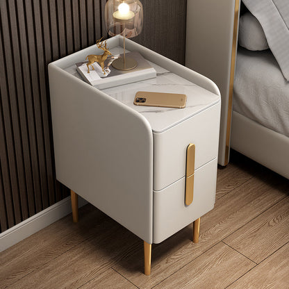 Stone Bedside Cabinet Classic Glam Bed Nightstand with Drawers Off-White 1 Piece Clearhalo 'Bedroom Furniture' 'furn' 'furn_night_stand' 'Furniture' 'night_stand' 'Nightstands' 7216804